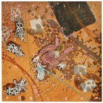 LUIZ CARLOS RETTAMOZOArtista multidisciplinar da cena artística paranaense. Composição: combinação de materiais inusitados como terra, óleo de cravo e massa plástica. Óleo s/ tela. Ass. e datado no verso. 150 x 150 cm.