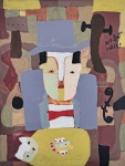 Asfaduroff Nibbes, Músico, óleo sobre lona, 60x45cm, sem moldura