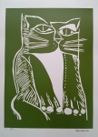 Aldemir Martins, Gato Verde, gravura, tiragem 12/100, EDIÇÃO PÓSTUMA, 70x50cm, sem moldura