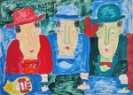 Asfaduroff Nibbes, Amigos, desenho sobre papel, 30x41cm, sem moldura