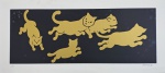 Fang, Gato Dourado, gravura, tiragem 13/50, 23x50cm, sem moldura,  necessita de limpeza