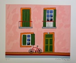 Carlos Furtado, Fachada Rosa, gravura, tiragem 28/100, 30x35cm, sem moldura