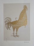 Aldemir Martins, Galo Dourado, gravura, tiragem 9/100, 50x35cm, Edição Póstuma, sem moldura