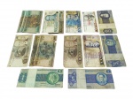 CÉDULAS, dezessete (17) cédulas antigas brasileiras, de diferentes períodos e padrões monetários, incluindo exemplares de Cruzeiro, Cruzado, Cruzado Novo e Cruzeiro Real, com valores variados como 1, 5, 10, 50, 500, 1.000, 10.000 e 100.000. Peças com sinais de circulação, dobras, desgastes e marcas do tempo, conforme fotos.