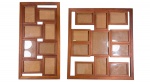 DIVERSOS, dois (2) painéis multifotos confeccionados em madeira com estrutura vazada, sendo 1 medindo 68x35,5cm com suporte para 8 fotos (1 faltando visor em vidro) e 1 medindo 63x58cm.
