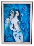 ASSINATURA DESCONHECIDA, Adão e Eva, óleo sobre tela, assinada no CID., moldura em madeira com sinais de cupim, necessitando troca, medindo 153,5x112,5cm e obra 137,5x96,5cm. 