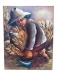 MILTON MARIANO, Trigueiro, óleo sobre tela, não possui moldura, pequeno sinal de cupim na borda, verso com dedicatória P/TOTY, medindo 35x27cm.