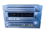 SOM, conjunto modular composto por três (3) aparelhos da marca Kenwood, sendo: A) um sintonizador estéreo AM/FM, modelo KT-30; B) um tape deck para fitas cassete, modelo KX-50, com sistema Dolby; e C) um amplificador integrado estéreo, modelo KA-30. Aparelhos com painéis frontais em acabamento metálico escovado, botões e comandos originais, medindo total 29,5x44x21cm. ligando. sem garantias futuras.