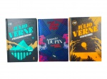 LIVROS, conjunto com três (3) livros de literatura clássica, sendo: A) A Volta ao Mundo em 80 Dias, de Júlio Verne; B) Auguste Dupin: O primeiro detetive, de Edgar Allan Poe; C) A Ilha Misteriosa, de Júlio Verne. Exemplares com capas ilustradas coloridas.