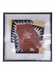 ASSINATURA DESCONHECIDA, "Arte Geométrica", PSP, moldura em alumínio com pintura preta, proteção em vidro com quebra, tiragem 14/50, apresenta fungos, medindo 46,5x46cm e obra 32x32cm.