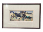 ASSINATURA DESCONHECIDA, Arte Abstrata, PSP., São Paulo, 1989, moldura em madeira escura e proteção em vidro, medindo 38,5x58cm e obra 15x34,5cm.