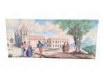 QUADRO, um (1) grande quadro, OST, representando cenas de costumes e vestimentas no Brasil do século XIX, pregada sobre madeira com sinais de cupim, apresentando falhas, vendido no estado da foto, medindo 87x197cm. 