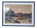 Bernard Buffet (10 de julho de 1928 - 4 de outubro de 1999), Paisagem, possivelmente pintura sobre papel, datada de 1956, frente em vidro, moldura em madeira com pintura preta, medindo 61,5x61,5cm e obra 47,5x67,5cm.
