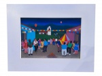 UBIRACI PINTO (1945-2008), Arte Naif, óleo sobre tela. molura em madeira com patina branca, medindo 61x78cm e obra 38x55cm.