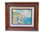 Angelo Cannone (1899-1992), Paisagem com Marinha, óleo sobre tela, moldura em madeira nobre, medindo 53x61cm e tela 27,5x35,5cm.