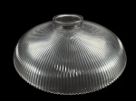LUMINÁRIA, uma (1) luminária pendente HOLOPHANE confeccionada em vidro translucido com moldagem em caneluras, apresentando imperceptíveis bicados, medindo 39,5cm de diâmetro.