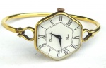 Vintage Fashion Coleção, Decoração, Relógio Coqueluche Francês, Retrô da Chermidor Paris, 6 Lados, à corda, em Plaque de Ouro, medindo 28mm, Algarismos Romanos. Pulseira Bracelete medindo 63mm de diâmetro. Funcionando, sem revisão recente