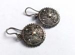 Vintage Luxo Jóias, Par de Brincos Filigranados Florais Mandala, em Prata de Lei, medindo 2,5cm de diâmetro. Peso total 6,13gr