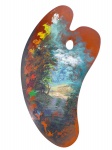 ANDRADE, "Cachoeira", pintura sobre paleta de madeira, apresenta risco na pintura, medindo 73x44cm.