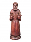 ARTE SACRA, um (1) imaginário representando São Francisco de Assis confeccionado em madeira entalhada a mão e assinado PFS, medindo 69,5cm de altura.