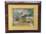 QUADRO, "Paisagem", PSP. moldura em madeira escura, pintura com pequenas marcas do tempo, moldura medindo 69,5x77cm e obra 36x44cm.