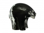 <B>ESCULTURA</b>, uma (1) escultura confeccionada em vidro de Murano nas tonalidades preta e branca representando urso, assinado na base, não consegui identificar, medindo 8,5x12x4,5cm.