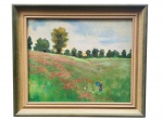 SHELY, "Paisagem Campestre", óleo sobre tela, datada de 1991, moldura em madeira patinada, medindo 48,5x56,5cm e obra 38,5x46,5cm.