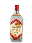 BEBIDA, uma (1) garrafa antiga de gin GILBEYS, Dry Seco, conteúdo 1000ml, garrafa em vidro transparente com rótulo frontal em tons branco, vermelho e dourado, tampa vermelha original e inscrição Gilbeys Dry Seco Gin, lacrada, sem garantia da integridade do líquido.