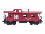FERROMODELISMO, um (1) vagão tipo caboose da manufatura TYCO, em material plástico, na cor vermelha, com detalhes aplicados, escadas laterais. Peça para composição ferroviária em ferrorama, apresentando sinais de uso, medindo 5x3,5x12cm.
