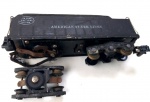Vintage Coleção, Ferromodelismo: Vagão Carvoreiro, em ferro e Mecanizado/ Eletrificado, do Trenzinho Elétrico da American Flyer Lines, By Gilbert, 1960`s, U.S.A. medindo 20,5cm. Usado, soltando o eixo da rodinha