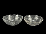 LUSTRES, duas (2) bacias para montagem ou reposição de lustres confeccionados em cristal translucido com lapidação de frisos e formas geométricas em baixo relevo bicados, medindo 8,5x20,5cm e menor 7,5x20cm.