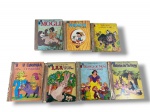 LIVROS INFANTIS, sete (7) livros antigos da Coleção Beija-Flor, com capas ilustradas coloridas, sendo títulos diversos: Mogli, Pinóquio, Rodolfo o Rinoceronte, O Curupira e o Espantalho, 1, 2, 3 Conte Logo de uma Vez!, Branca de Neve e os Sete Anões e Histórias do Tio Remo. Exemplares em formato pequeno, com sinais do tempo, desgastes nas capas e lombadas, manchas, amarelamento, no esetado da foto.
