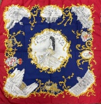 STRIESSNIG- VIENA - LENÇO ESTAMPADO COM  TEMÁTICA HISTÓRICA FOCADO NA IMPERATRIZ ELISABETH DA ÁUSTRIA, CONHECIDA COMO SISI- CONFECCIONADO EM POLYESTER  MEDIDAS: 88 X 88 CM