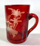 BOHEMIA- ANTIGA CANECA DE SHOT EM CRISTAL BOHEMIA  LAPIDADO Á MÃOA, PRESENTA FIO DE CABELO . MEDIDAS: 5 CM