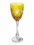 FABERGÉ- AJKA , HUNGRIA- BELÍSSIMO CÁLICE EM CRISTAL DE ALTÍSSIMO PADRÃO , LAPIDADO, NA COR  ÂMBAR, FABRICADO PELA  RENOMADA MANUFATURA AJKA POR MEIO DE LICENCIAMENTO DO ESTILO FABERGÉ. CONTÉN ETIQUETA ORIGINAL, ASSOCIADA  A ESTÉTICA DO  LUXO IMPERIAL RUSSO, REMINISCENTE DOS OBJETOS DE REFINO ASSOCIADO À CORTE DOS CZARES. MEDIDAS: 21 CM