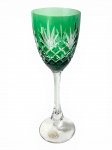 FABERGÉ- AJKA , HUNGRIA- BELÍSSIMO CÁLICE EM CRISTAL DE ALTÍSSIMO PADRÃO , LAPIDADO, NA COR VERDE, FABRICADO PELA  RENOMADA MANUFATURA AJKA POR MEIO DE LICENCIAMENTO DO ESTILO FABERGÉ. CONTÉN ETIQUETA ORIGINAL E INSCRIÇÃO FABERGÉ ASSOCIADA  A ESTÉTICA DO  LUXO IMPERIAL RUSSO, REMINISCENTE DOS OBJETOS DE REFINO ASSOCIADO À CORTE DOS CZARES. MEDIDAS: 21 CM