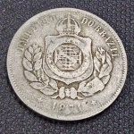 Brasil Império, moeda de 200 réis, cupro níquel de 1871