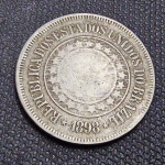 Brasil República, moeda de 200 réis cupro níquel de 1898
