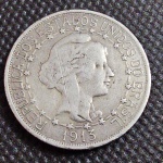 Brasil República, moeda de prata de 1000 réis de 1913