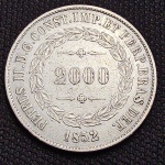 Brasil Império, moeda de prata de 2000 réis de 1852