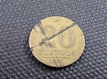 Moeda de 20 centavos 1944, Danificada, defeito de cunho? Merece estudo.