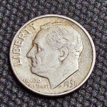 EUA, moeda de prata de one dime de 1951