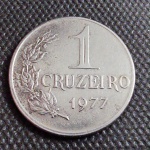 Brasil, moeda de 1 cruzeiro de 1977. Difícil item!