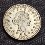 Brasil República, moeda de prata de 1000 réis de 1913