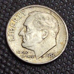 EUA, moeda de prata de one dime de 1956