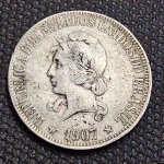 Brasil República, moeda de prata de 1000 réis de 1907