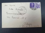 Itália, envelope circulado em 1942, período da II Guerra Mundial com selo com vinheta com propaganda da guerra. Esses selos são comuns, mas raros sobre cartas. Qualidade europeia. (Cod 9EA)
