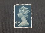Inglaterra, selo de 1,30 pounds "Rainha Elizabeth", com PF's. Abaixo do facial