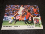 St. Vincent, máximo postal com selo e CBC 1986. Copa do mundo do méxico de fotebol FIFA, "Dinamarca 1x5. Espanha.