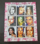 KYRGYZSTAN, bloco com selos do casal Jeniffer Aniston e Brad Pitt, já separados a tempos. Tema cinema. MINT